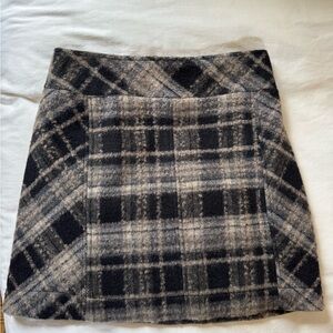Free People Plaid Mini Skirt - Black and Gray
